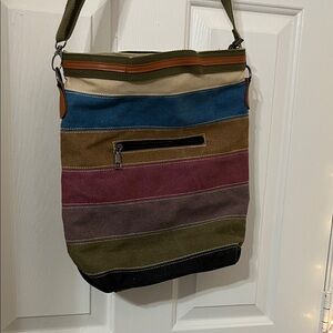 Multicolor Striped Canvas Shoulder Bag